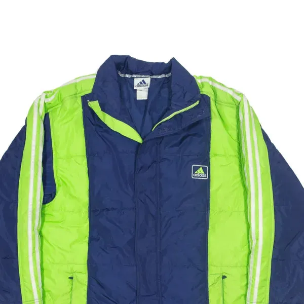 ADIDAS Insulated Puffer Coat Blue 90s Colourblock Mens S