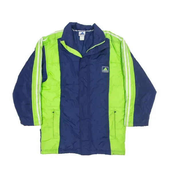 ADIDAS Insulated Puffer Coat Blue 90s Colourblock Mens S