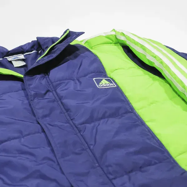 ADIDAS Insulated Puffer Coat Blue 90s Colourblock Mens S