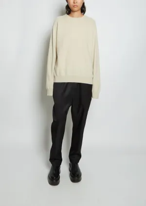 Boyfriend R-Neck Cashmere Sweater — Chalk