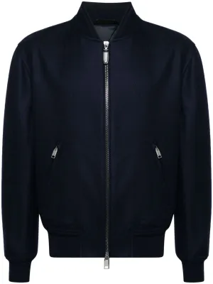 Brushed-Effect Twill Bomber Jacket