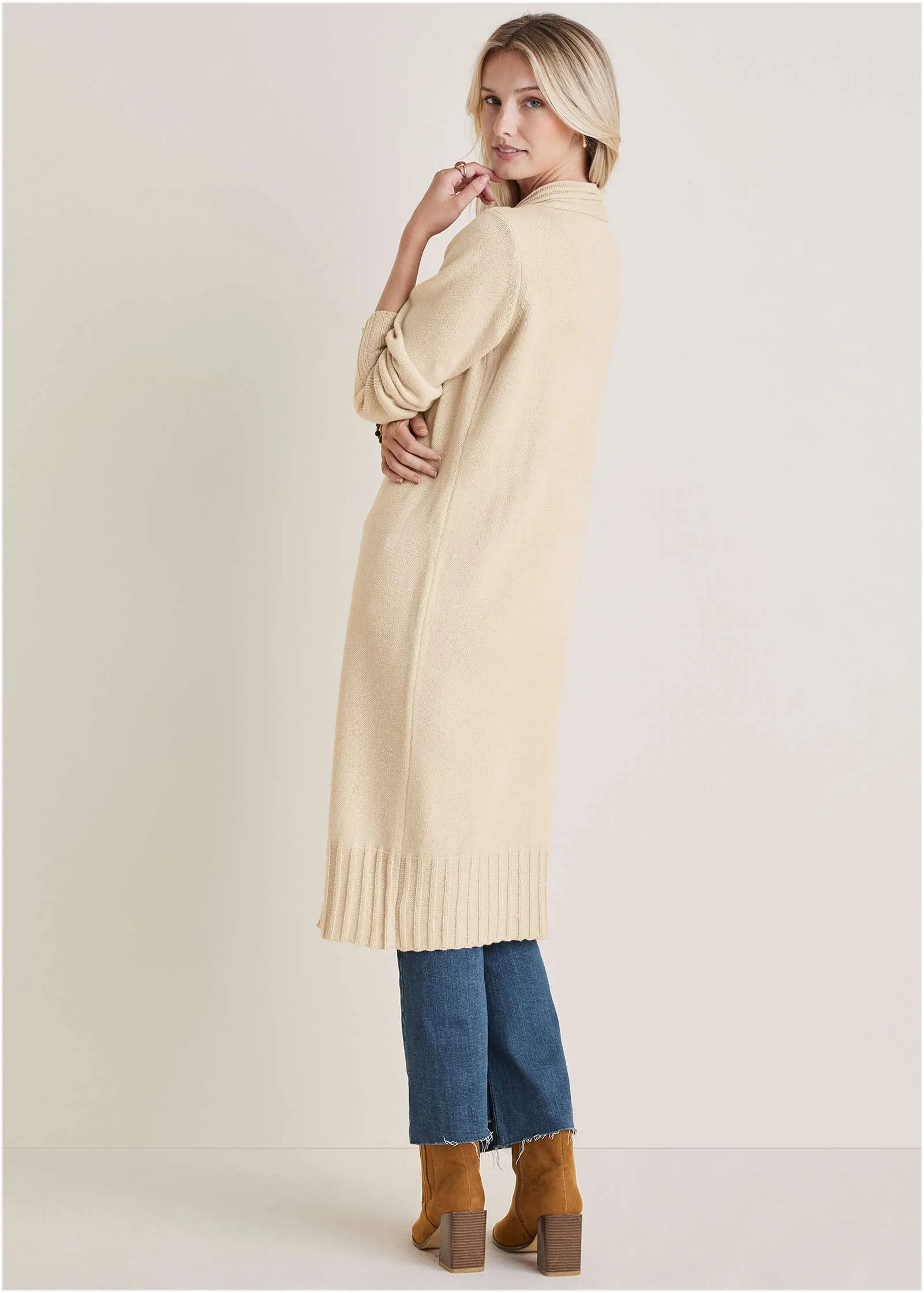 Button Detail Duster  - Oatmeal