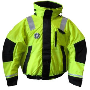 First Watch Hi-Vis Flotation Bomber Jacket - Hi-Vis Yellow/Black - Large [AB-1100-HV-L]