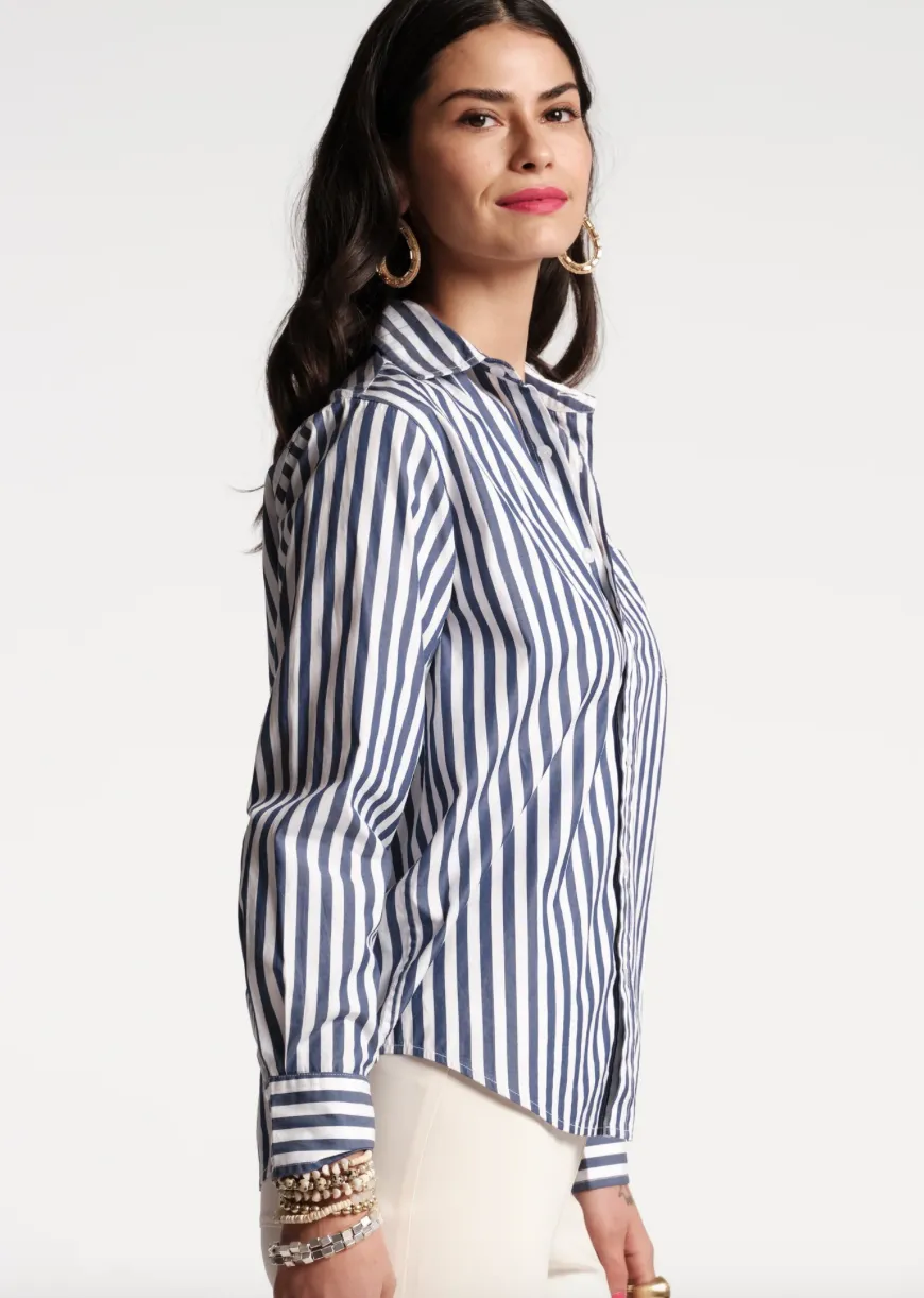 Frances Valentine Stripe Shirt Navy/White