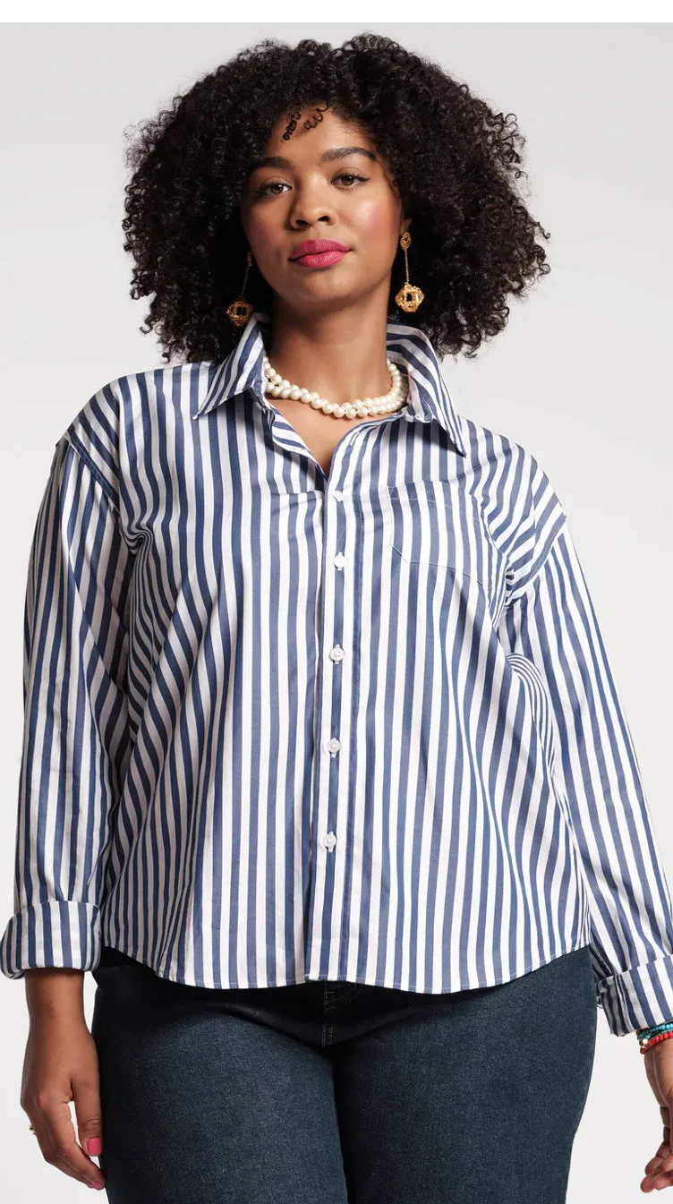 Frances Valentine Stripe Shirt Navy/White