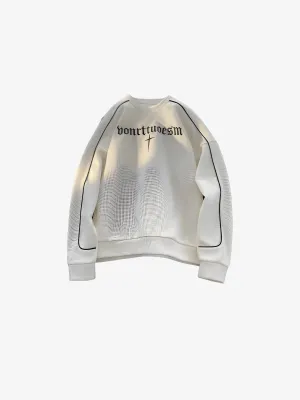 KG Waffle Knit Cross Embroidered Sweater