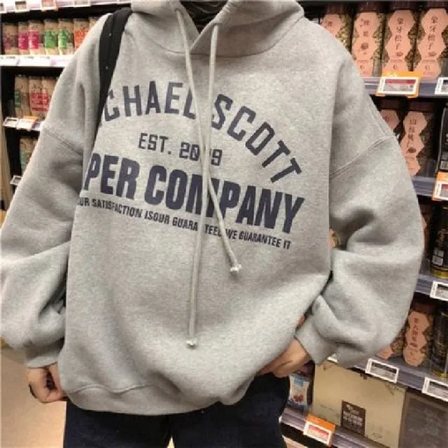 Purpdrank - Autumn Women Oversized Hoodies Harajuku Letter Print Drawstring Sweatshirt Winter Fleece Warm BF Unisex Pullover Female Tops