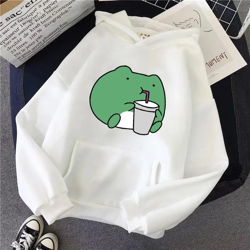 Purpdrank - Springtime Skateboard frog oversized Sweatshirt men and women's  Hoodies Harajuku Warm Pullover Womens Korean Style Hoodie