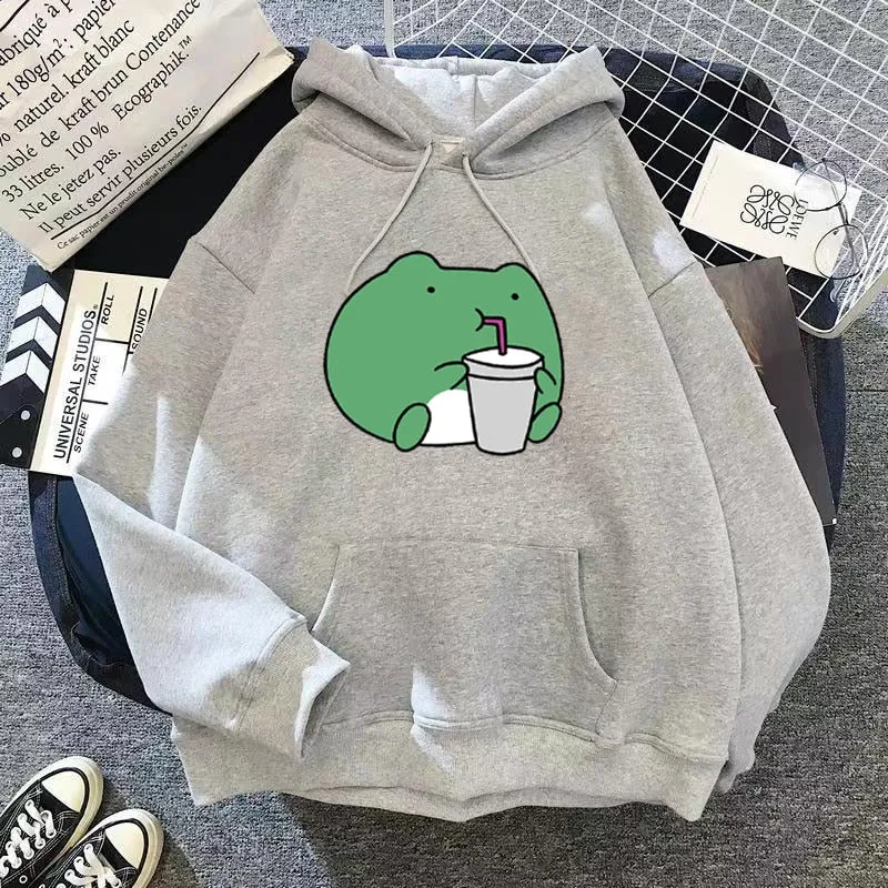 Purpdrank - Springtime Skateboard frog oversized Sweatshirt men and women's  Hoodies Harajuku Warm Pullover Womens Korean Style Hoodie