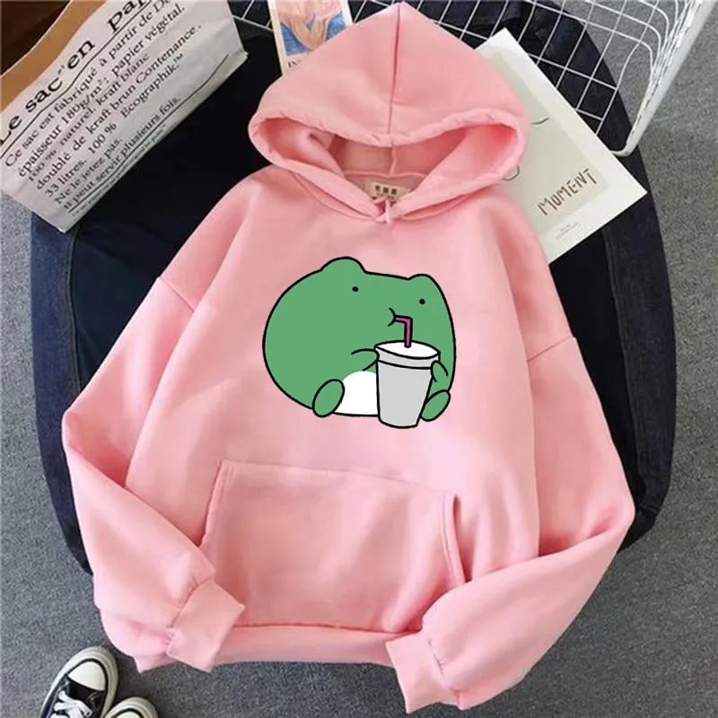 Purpdrank - Springtime Skateboard frog oversized Sweatshirt men and women's  Hoodies Harajuku Warm Pullover Womens Korean Style Hoodie