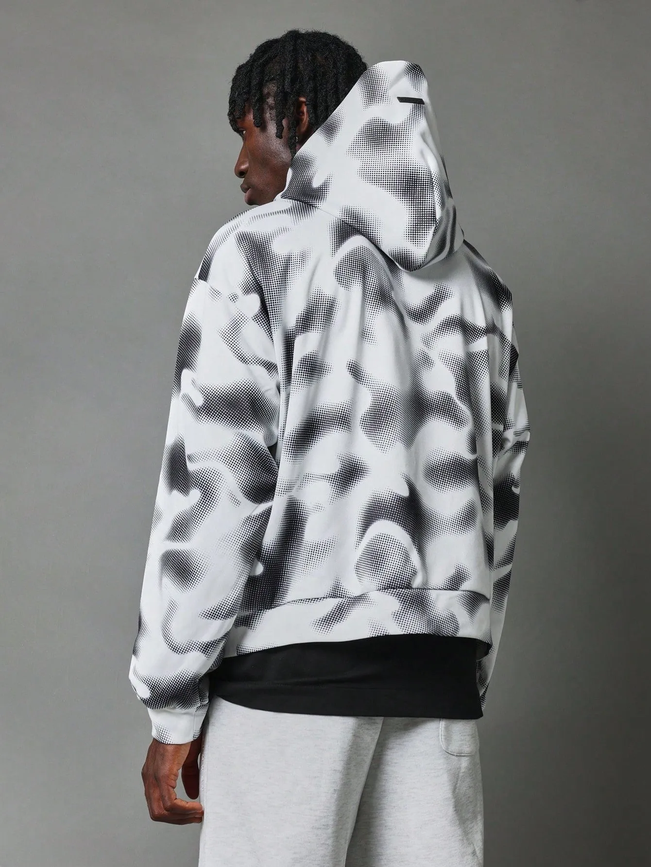 Regular Fit Overhead Pixelated Camouflage Printed Hoodie