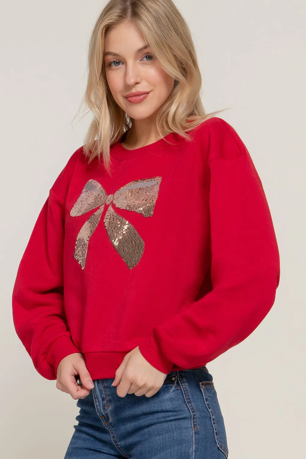Sequin Bow Pullovers - 2 Colors!