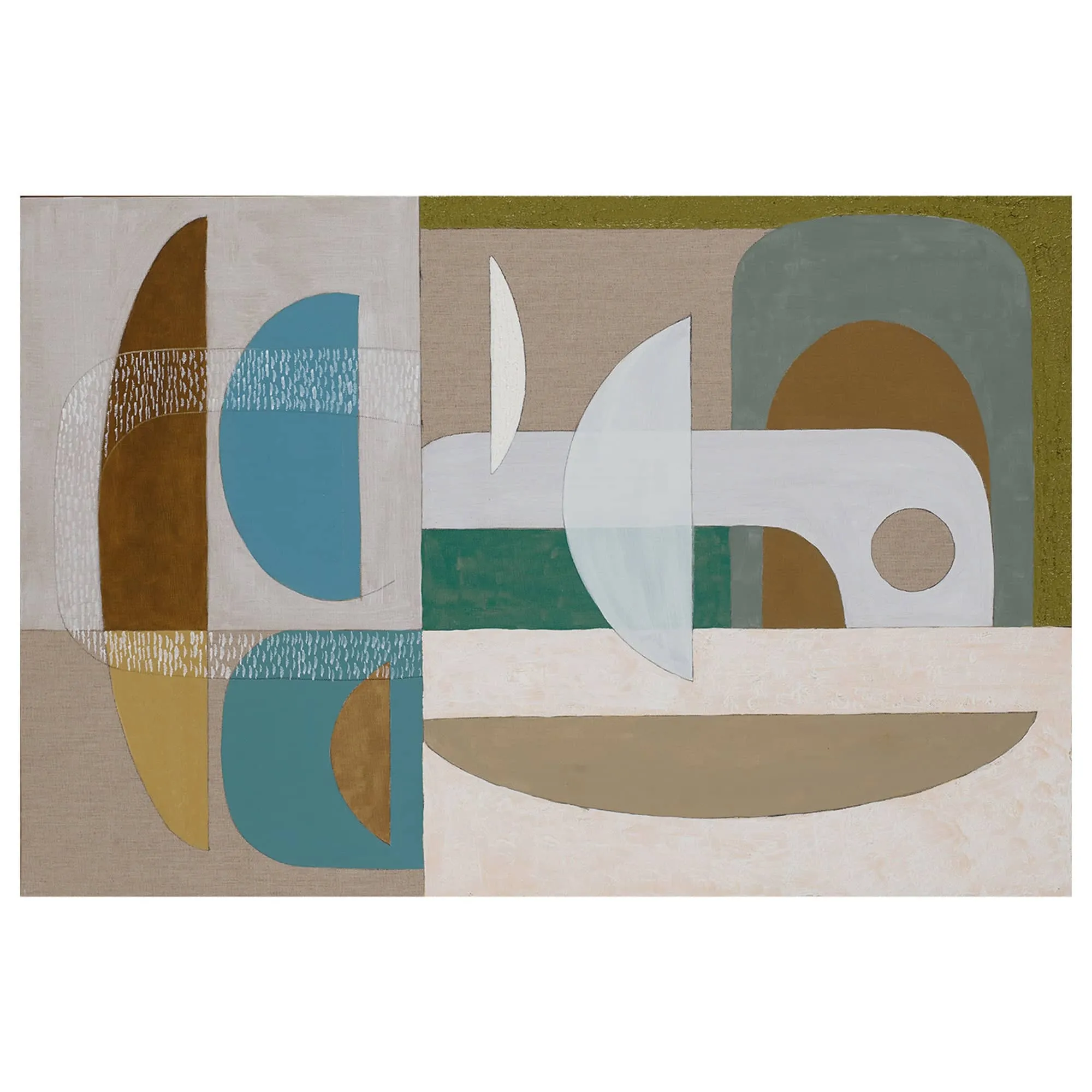 Stucco Glaucous Canvas Print 46cm x 30cm Oak Frame