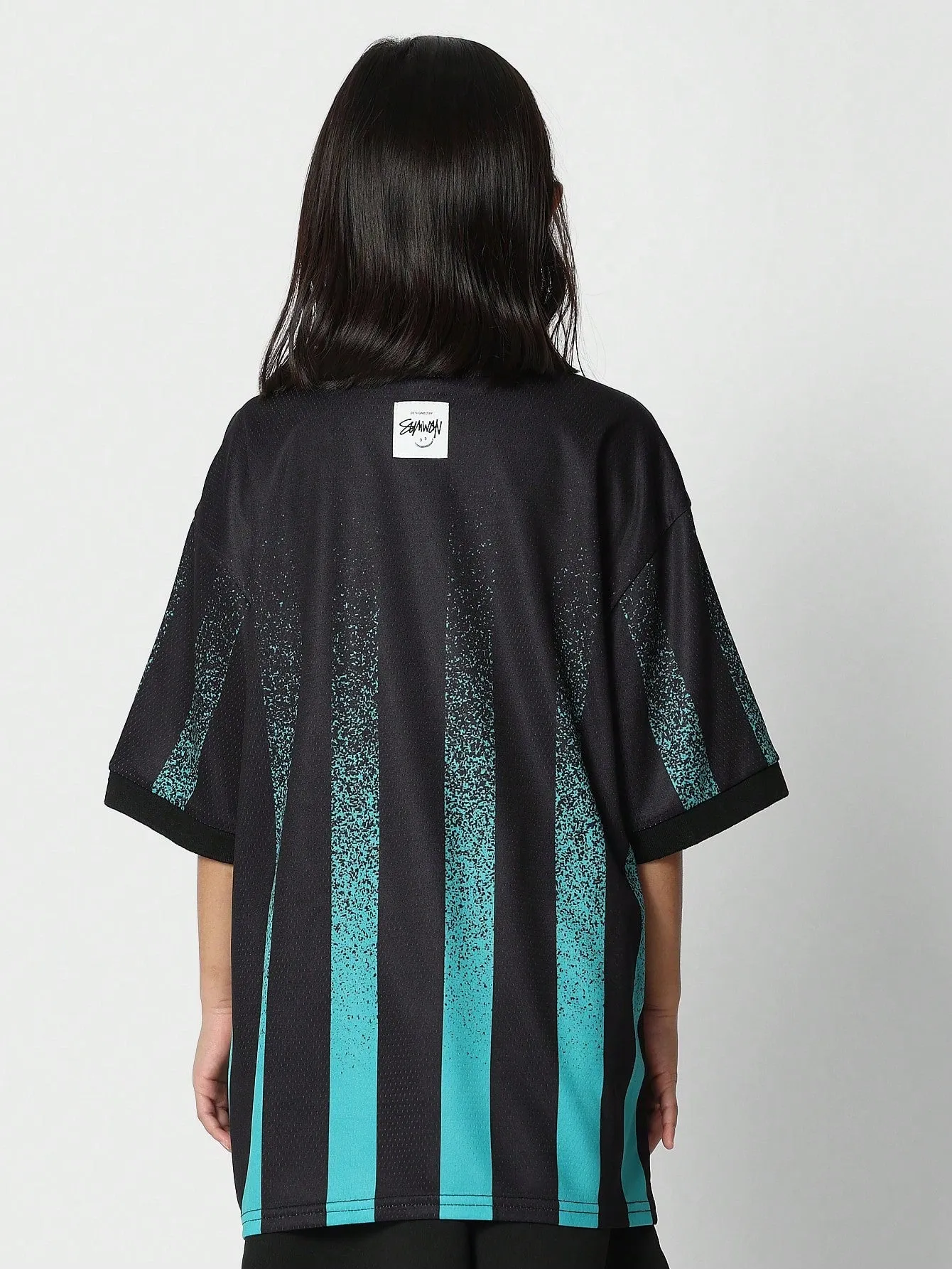 Tween Girls Baller Tee With Arabic And Stripe Print