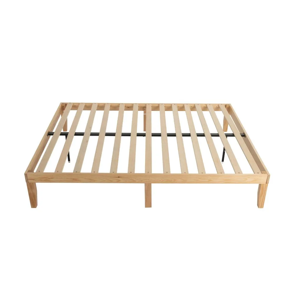 Warm Wooden Natural Bed Base Frame - Double
