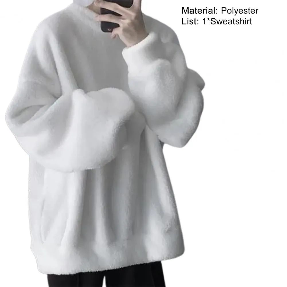 Wiaofellas Thick Hoodie Men's Warm Plus Velvet Fashion Solid Color Casual O-neck Sweatshirt Men Streetwear Hip-hop Loose Pullover Hoodies
