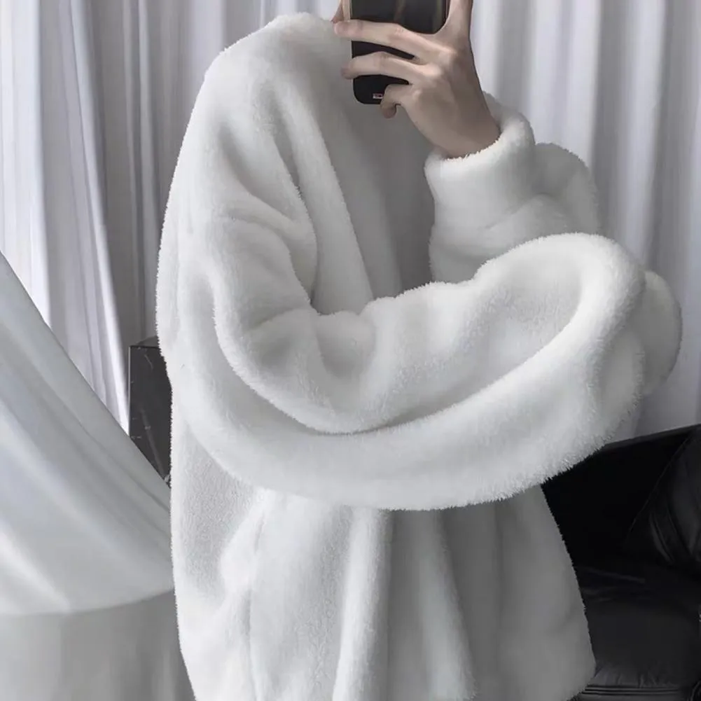 Wiaofellas Thick Hoodie Men's Warm Plus Velvet Fashion Solid Color Casual O-neck Sweatshirt Men Streetwear Hip-hop Loose Pullover Hoodies