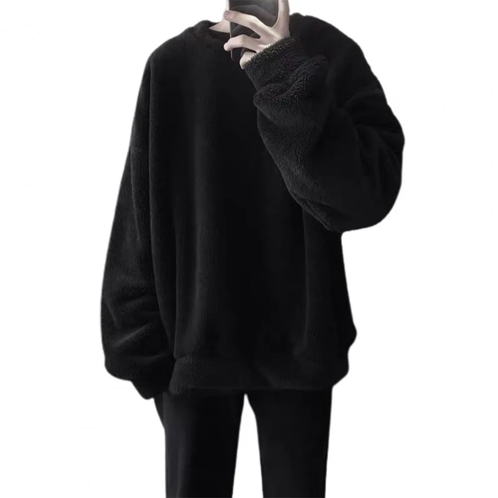 Wiaofellas Thick Hoodie Men's Warm Plus Velvet Fashion Solid Color Casual O-neck Sweatshirt Men Streetwear Hip-hop Loose Pullover Hoodies