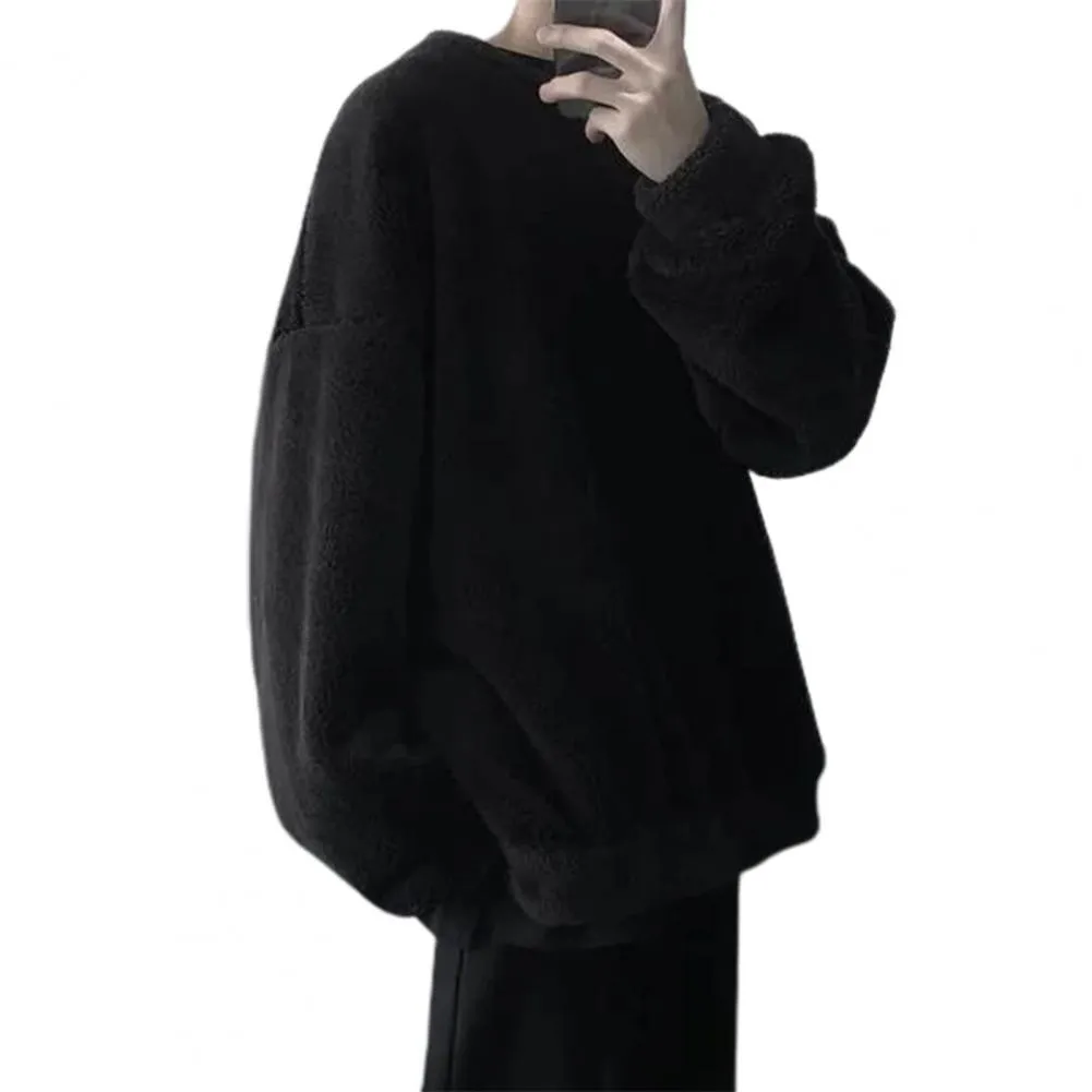 Wiaofellas Thick Hoodie Men's Warm Plus Velvet Fashion Solid Color Casual O-neck Sweatshirt Men Streetwear Hip-hop Loose Pullover Hoodies