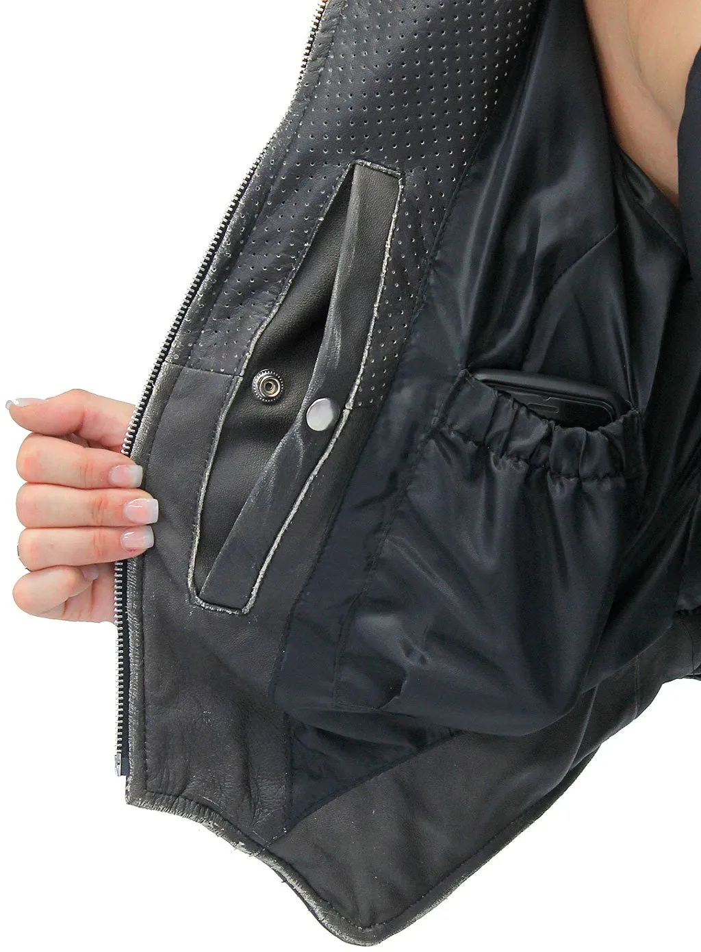 Women's Brown Steampunk Leather Jacket w/Concealed Pocket #LA15070XZZN ()