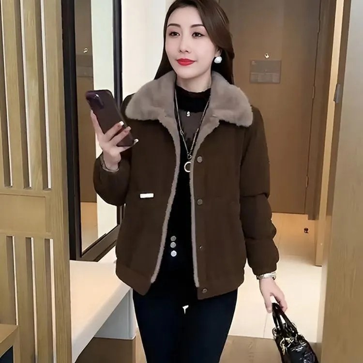 Women’s Versatile Thickened Plush-lined Warm Parka Jacket
