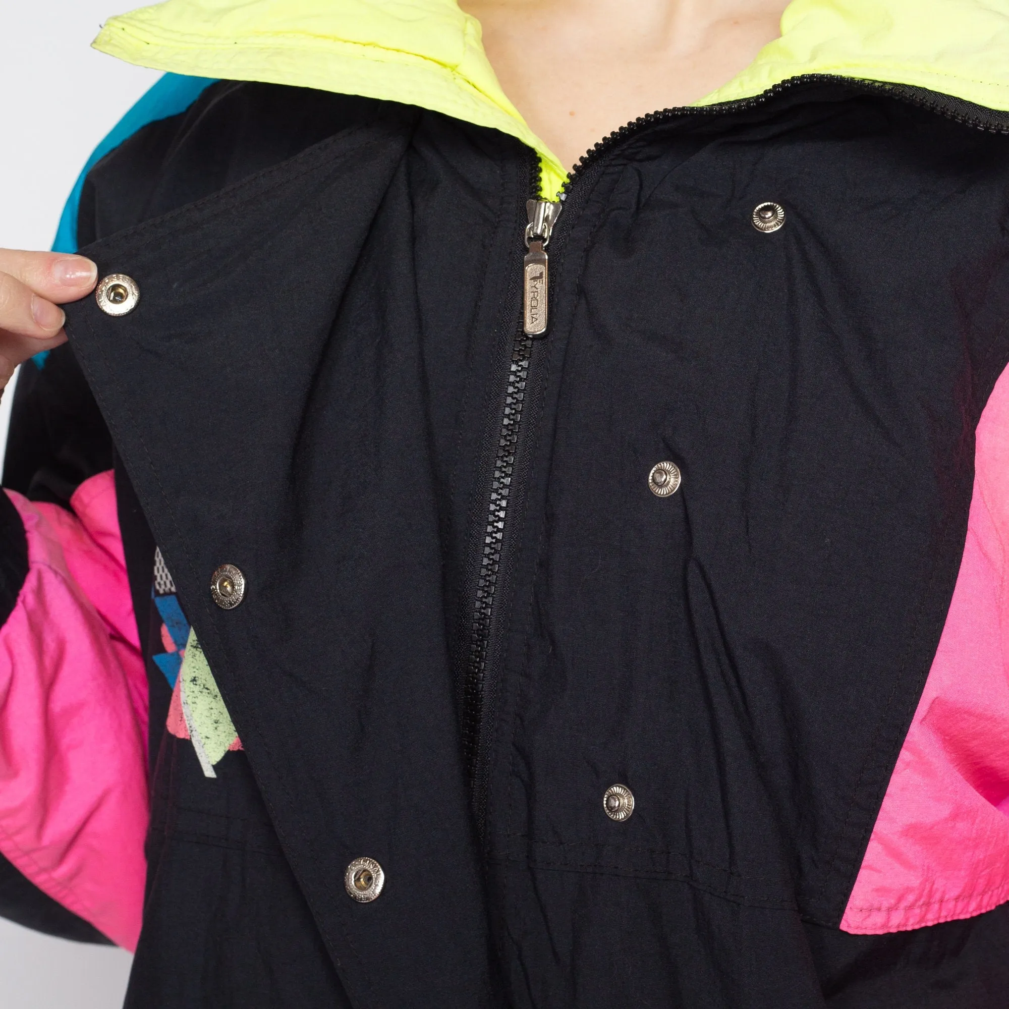 XL 80s Neon Color Block Ski Jacket