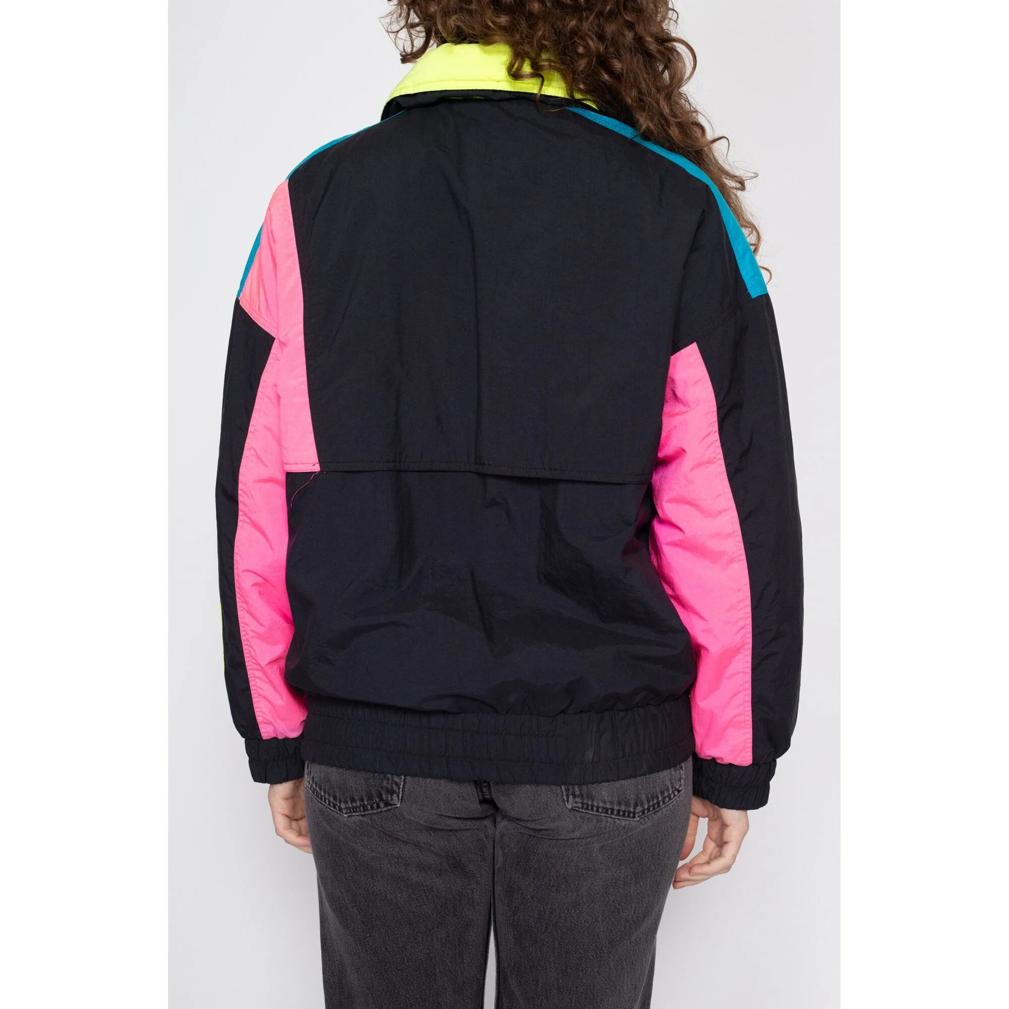 XL 80s Neon Color Block Ski Jacket